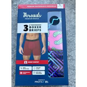 Threads Mens Performance Boxer Briefs 3-Pack 6” Large Pickles Gag Gift Underwear